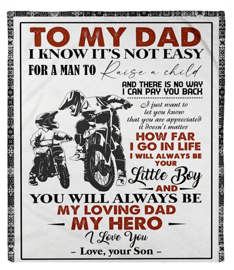 Bikergod Motorcycle To My Dad From Son Motocross Racing Blanket NAAH72