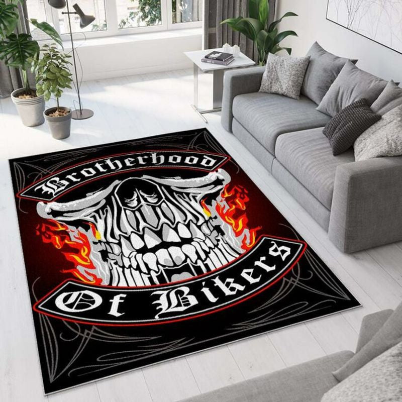 Bikergod Motorcycle Brotherhood Of Bikers Rug Home Floor Decor NACA99