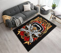 Bikergod Motorcycle Tiger Skull Biker With Fire Rug Home Floor Decor NADA158