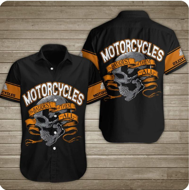 Bikergod Motorcycles The Baddest Of Them All Button Shirt Design 3D Full Printed Sizes S - 5XL NAAK112