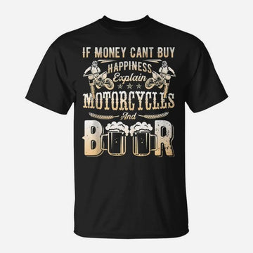 Bikergod Motorcycle If Money Cant Buy Happiness T-shirt Design 2D Full Printed Sizes S - 5XL - NAAL251