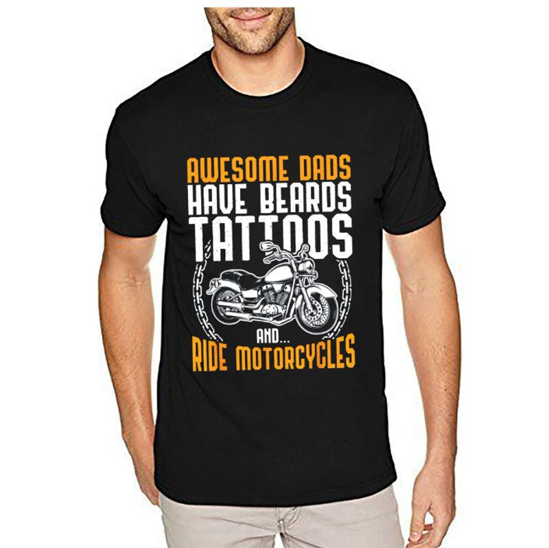 Bikergod Motorcycle Awesome Dads Have Beards Tattoos And Ride Motorcycles T-shirt Design 2D Full Printed Sizes S - 5XL - NAAM74