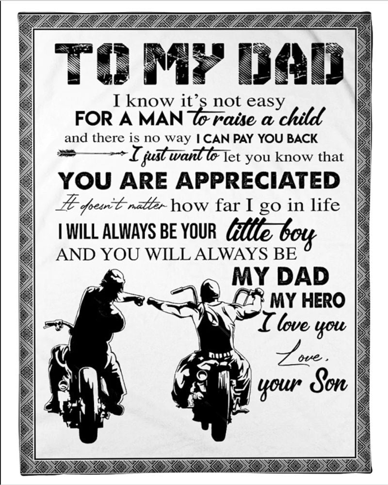 Bikergod Motorcycle Father And Son My Dad My Hero Blanket NAAH85