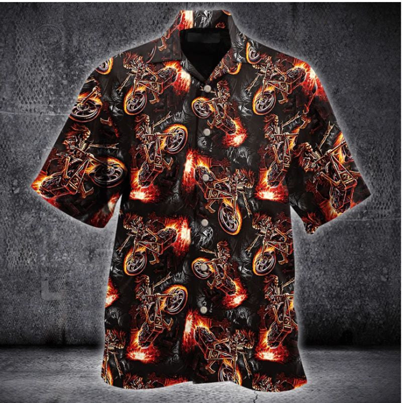 Bikergod Motorcycle Skull Ride Hawaii Shirt Design 3D Full Printed Sizes S - 5XL NAAB330
