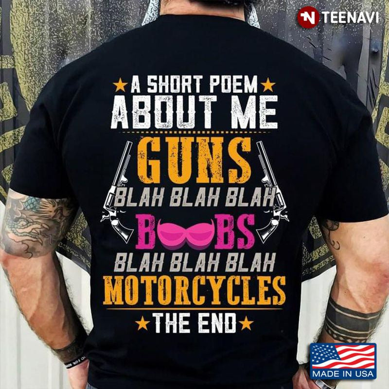 Bikergod Motorcycle Boobs Blah Blah Blah Motorcycles The End T-shirt Design 2D Full Printed Sizes S - 5XL - NAAF335