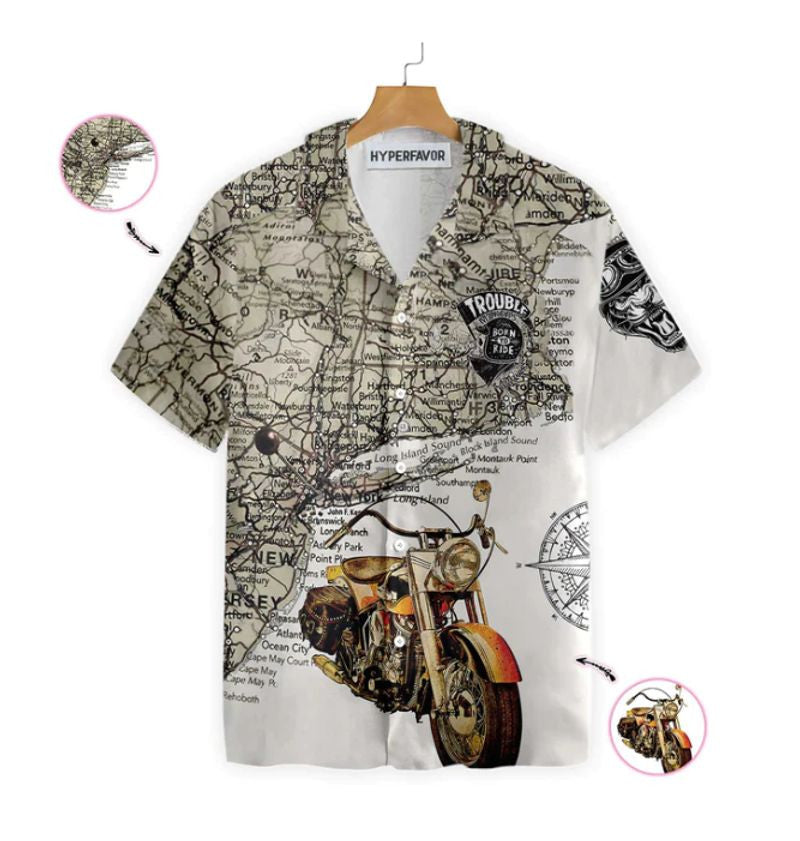 Bikergod Motorcycle Trouble Makers Born To Ride Hawaii Shirt Design 3D Full Printed Sizes S - 5XL NAAB339