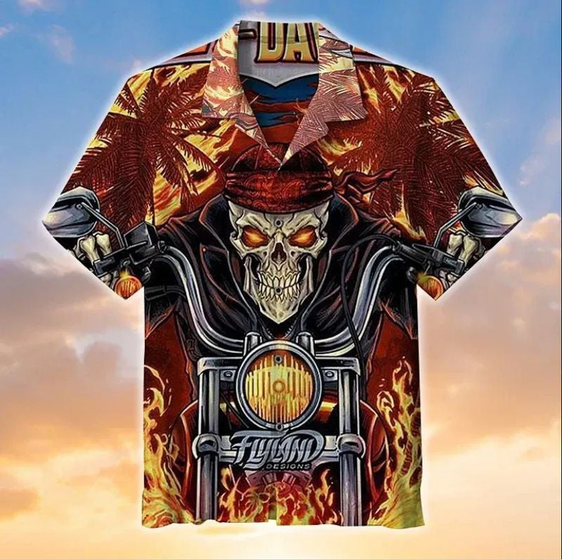 Bikergod Motorcycle Skull biker Hawaii Shirt Design 3D Full Printed Sizes S - 5XL NAAM60