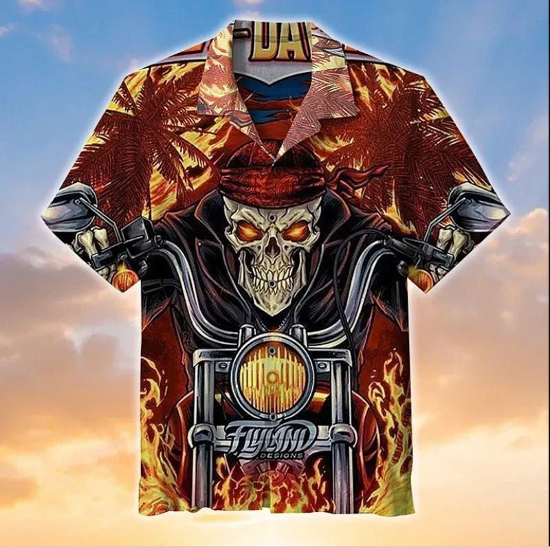 Bikergod Motorcycle Skull biker Hawaii Shirt Design 3D Full Printed Sizes S - 5XL NAAM60