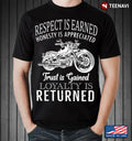 Bikergod Motorcycle Respect Is Earned Honesty Is Appreciated T-shirt Design 2D Full Printed Sizes S - 5XL - NAAR08