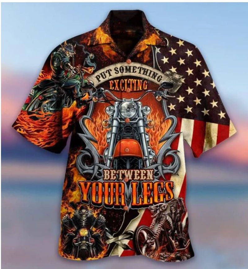 Bikergod Motorcycle Put Something Exciting Hawaii Shirt Design 3D Full Printed Sizes S - 5XL NAAB333