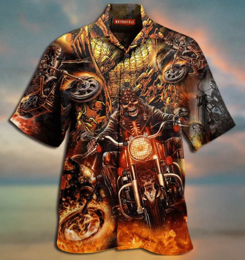 Bikergod Motorcycle Skull Hawaii Shirt Design 3D Full Printed Sizes S - 5XL NAL273