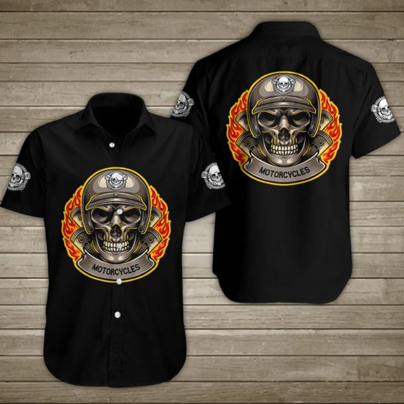 Bikergod Motorcycles Skull Button Shirt Design 3D Full Printed Sizes S - 5XL NAL170