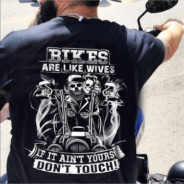 Bikergod Motorcycle Skeleton biker Bikes are like wives T-shirt Design 2D Full Printed Sizes S - 5XL - NAAM55