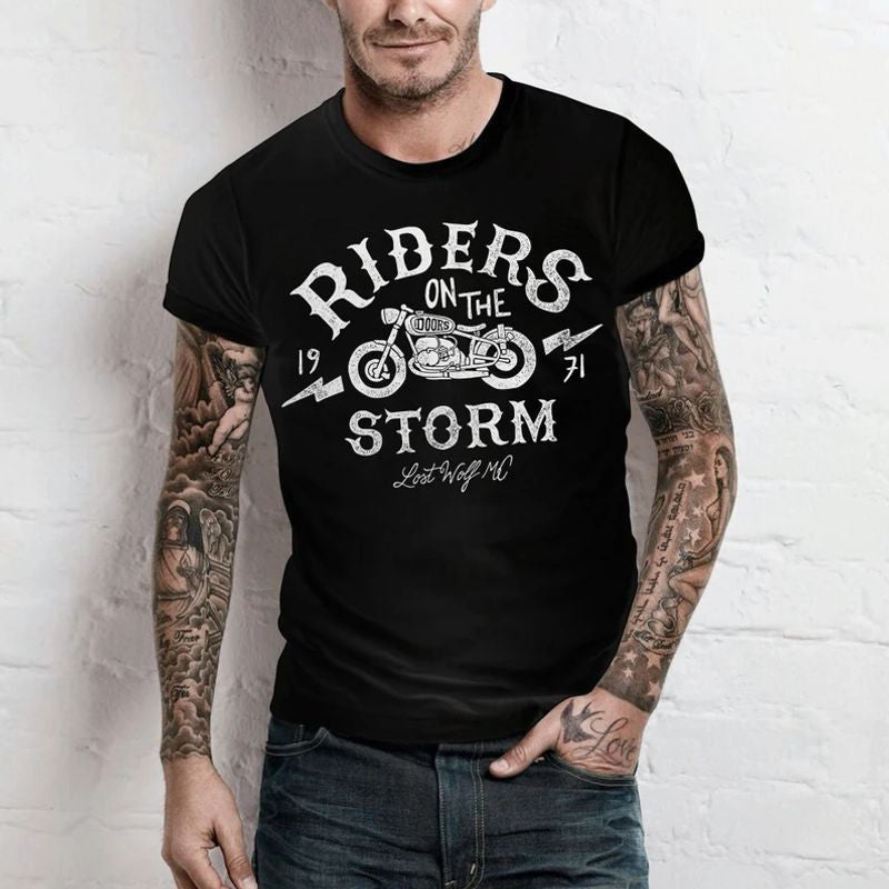 Bikergod Motorcycle Riders On The Storm T-shirt Design 2D Full Printed Sizes S - 5XL - NAS798