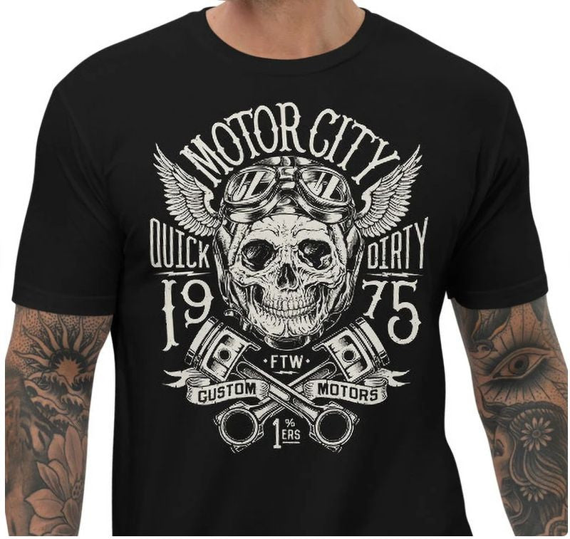 Bikergod Motorcycles Motor City T-shirt Design 2D Full Printed Sizes S - 5XL - NAU9549