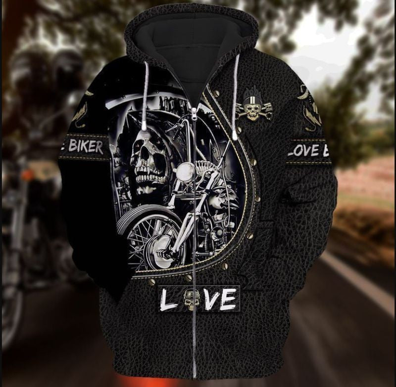 Bikergod Motorcycle Love Biker Zip Hoodie Design 3D Full Printed Sizes S - 5XL - NAAM46