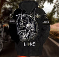 Bikergod Motorcycle Love Biker Zip Hoodie Design 3D Full Printed Sizes S - 5XL - NAAM46