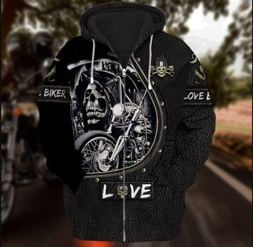 Bikergod Motorcycle Love Biker Zip Hoodie Design 3D Full Printed Sizes S - 5XL - NAAM46