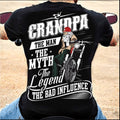 Bikergod Motorcycle Grandpa the man the myth the legend the bad influence T-shirt Design 2D Full Printed Sizes S - 5XL - NAAM57
