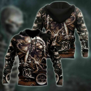 Bikergod Native Skull Motorcycle Hoodie Design 3D Full Printed Sizes S - 5XL - NAQ5460