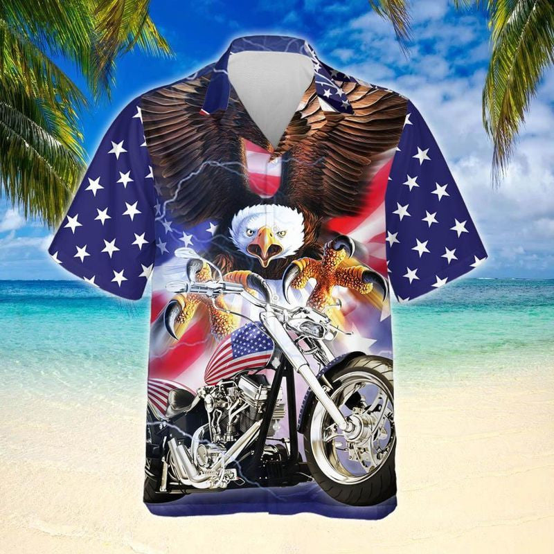 Bikergod Motorcycle American Eagle Hawaii Shirt Design 3D Full Printed Sizes S - 5XL NAL271