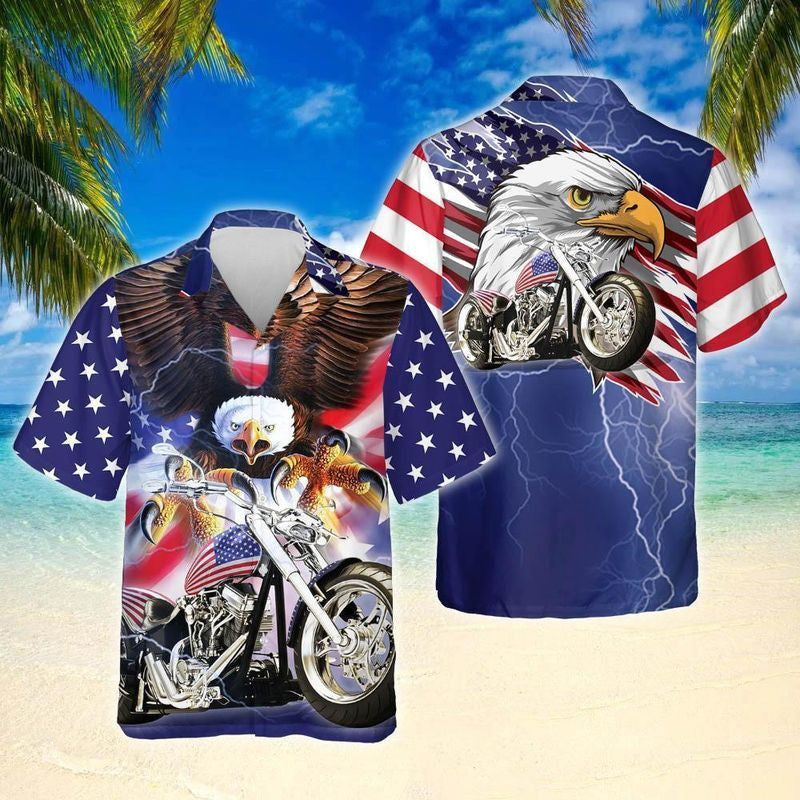 Bikergod Motorcycle American Eagle Hawaii Shirt Design 3D Full Printed Sizes S - 5XL NAL271