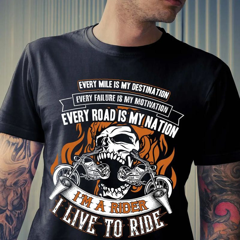 Bikergod Motorcycle I Am A Rider I Live To Ride T-shirt Design 2D Full Printed Sizes S - 5XL - NAS7956