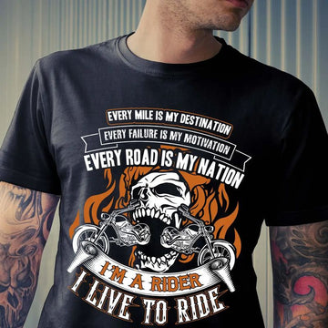 Bikergod Motorcycle I Am A Rider I Live To Ride T-shirt Design 2D Full Printed Sizes S - 5XL - NAS7956