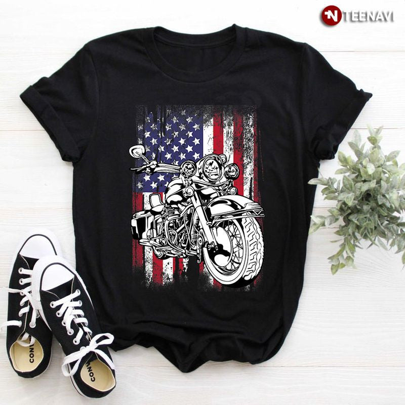 Bikergod Motorcycles American Flag T-shirt Design 2D Full Printed Sizes S - 5XL - NAAD46