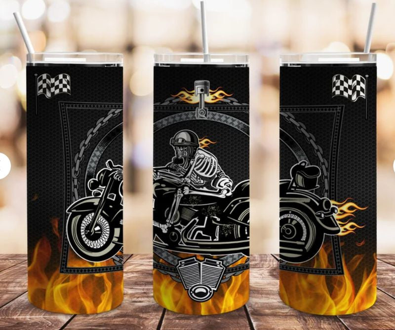 Bikergod Motorcycle Biker Stainless Steel 20 Oz Straight Cup- NACA07