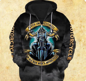 Bikergod Biker Old Man Motorcycle Zip Hoodie Design 3D Full Printed Sizes S - 5XL NAQ1254