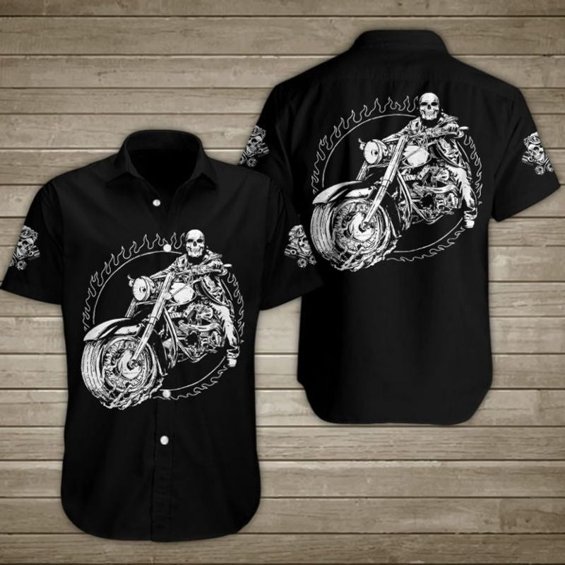 Bikergod Motorcycles Skull Biker Button Shirt Design 3D Full Printed Sizes S - 5XL NAL200