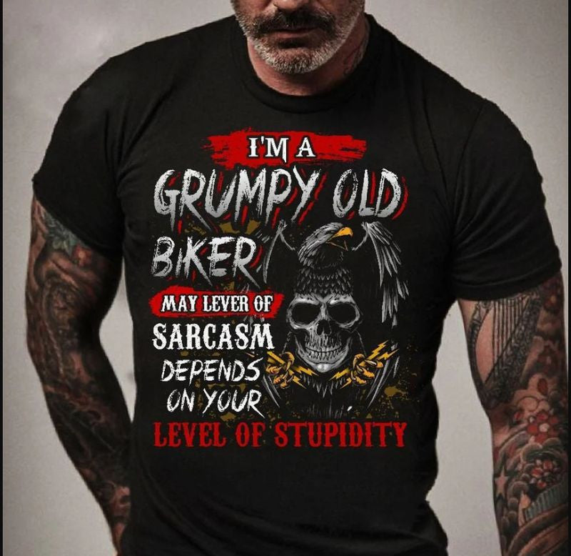 Bikergod Motorcycle I am a grumpy old biker T-shirt Design 2D Full Printed Sizes S - 5XL - NAAM40