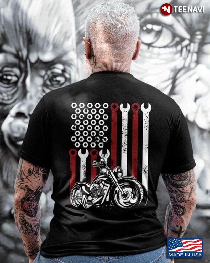 Bikergod Motorcycles American Flag T-shirt Design 2D Full Printed Sizes S - 5XL - NAAD32
