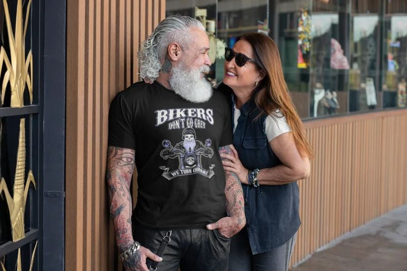 Bikergod Motorcycle Bikers Don't Go Grey T-shirt Design 2D Full Printed Sizes S - 5XL - NAS7948