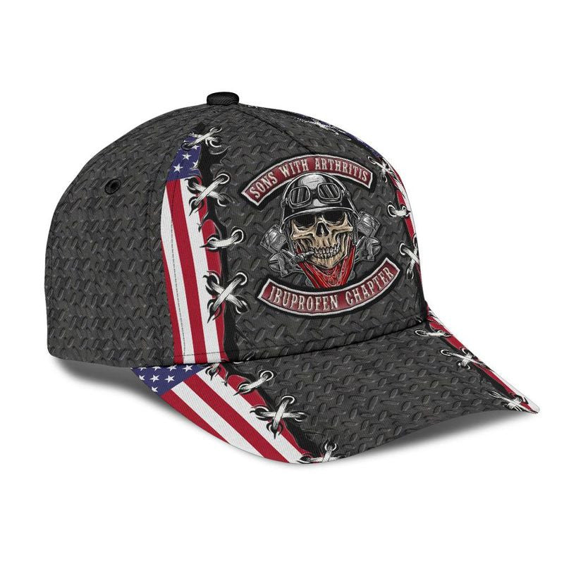 Bikergod Motorcycle American Flag Classic Cap NABH217