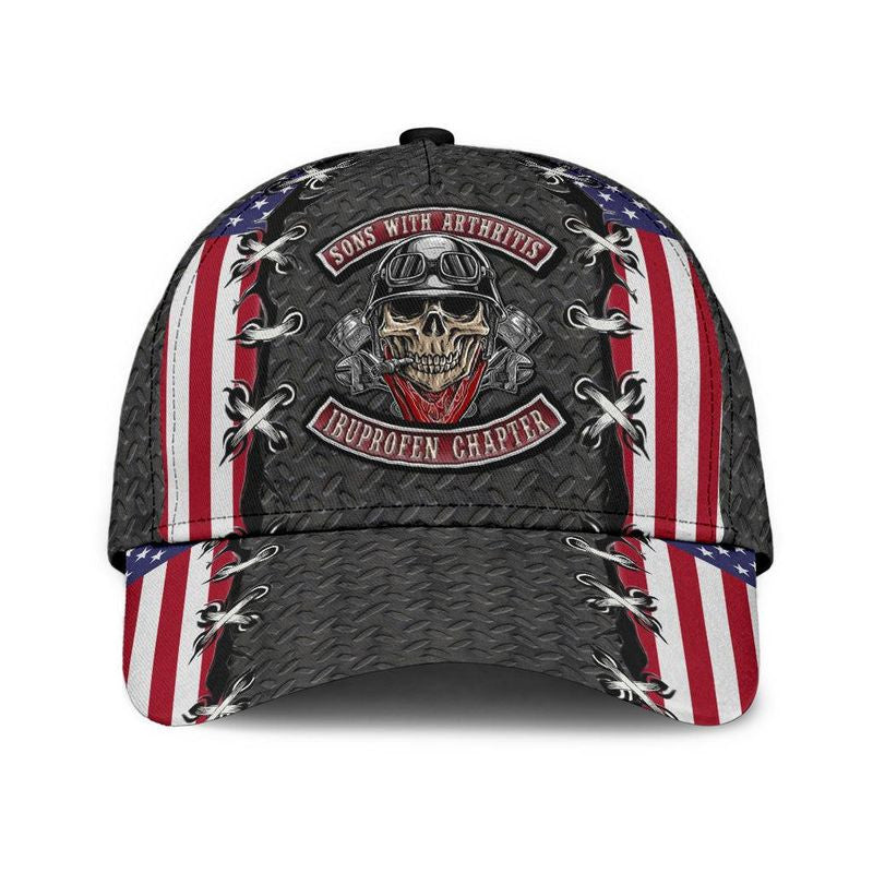 Bikergod Motorcycle American Flag Classic Cap NABH217