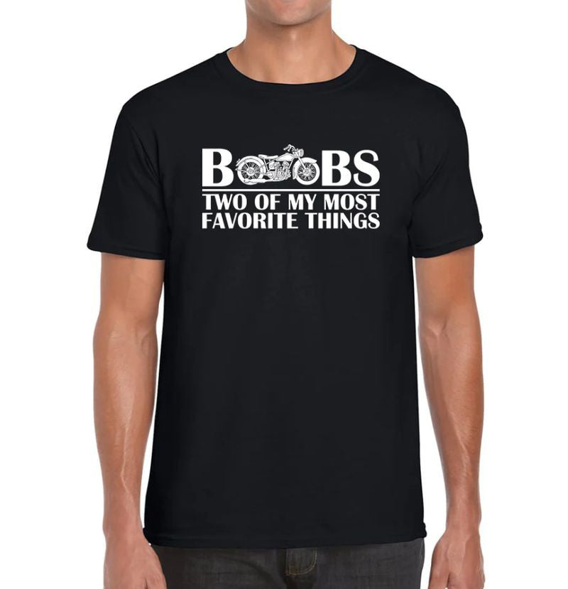 Bikergod Motorcycle Boobs & Bike Two Of My Most Favorite Things T-shirt, Crew-neck Sweatshirt, Hoodie, Tank Top, V-neck T-shirt Design 2D Full Printed Sizes S - 5XL - NABS436