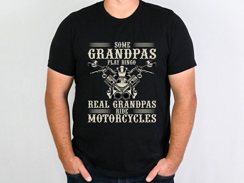 Bikergod Motorcycle Real Grandpas Ride Motorcycles T-shirt, Crew-neck Sweatshirt, Hoodie, Tank Top, V-neck T-shirt Design 2D Full Printed Sizes S - 5XL - NABS394