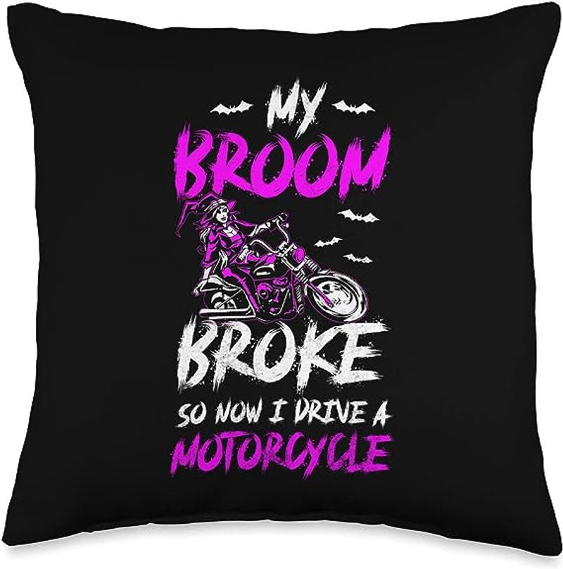 Bikergod Motorcycles My Broom Broke So Now I Drive A Motorcycle Halloween Pillow Case Design 3D Full Printed NABD339