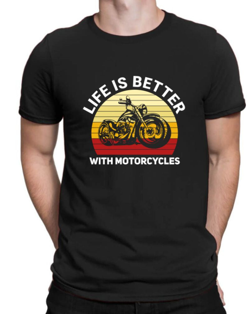 Bikergod Motorcycle Life Is Better With Motorcycles Vintage T-shirt, Crew-neck Sweatshirt, Hoodie, Tank Top, V-neck T-shirt Design 2D Full Printed Sizes S - 5XL - NABG192