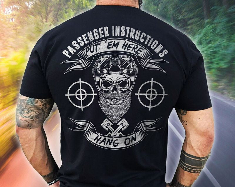 Bikergod Motorcycle Passenger Instructions T-shirt, Crew-neck Sweatshirt, Hoodie, Tank Top, V-neck T-shirt Design 2D Full Printed Sizes S - 5XL - NABS411