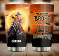 Bikergod Motorcycle My Broom Broke So Now I Ride A Motorcycle Halloween Custom Name Steelers Stainless Steel 20 Oz Tumbler- NABD396