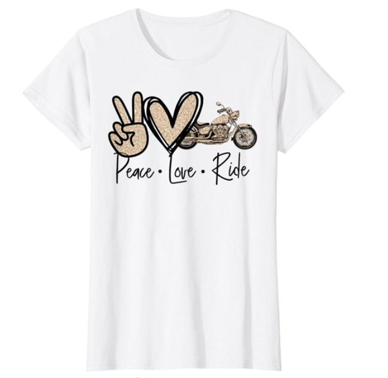 Bikergod Motorcycle Peace Love Ride Motorcycles T-shirt, Crew-neck Sweatshirt, Hoodie, Tank Top, V-neck T-shirt Design 2D Full Printed Sizes S - 5XL - NABG186