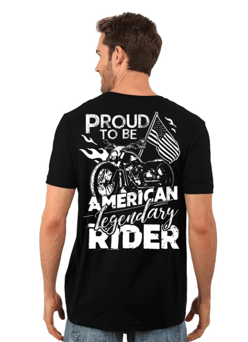 Bikergod Motorcycle PROUD TO BE AMERICAN LEGENDARY RIDER T-shirt, Crew-neck Sweatshirt, Hoodie, Tank Top, V-neck T-shirt Design 2D Full Printed Sizes S - 5XL - NABF291