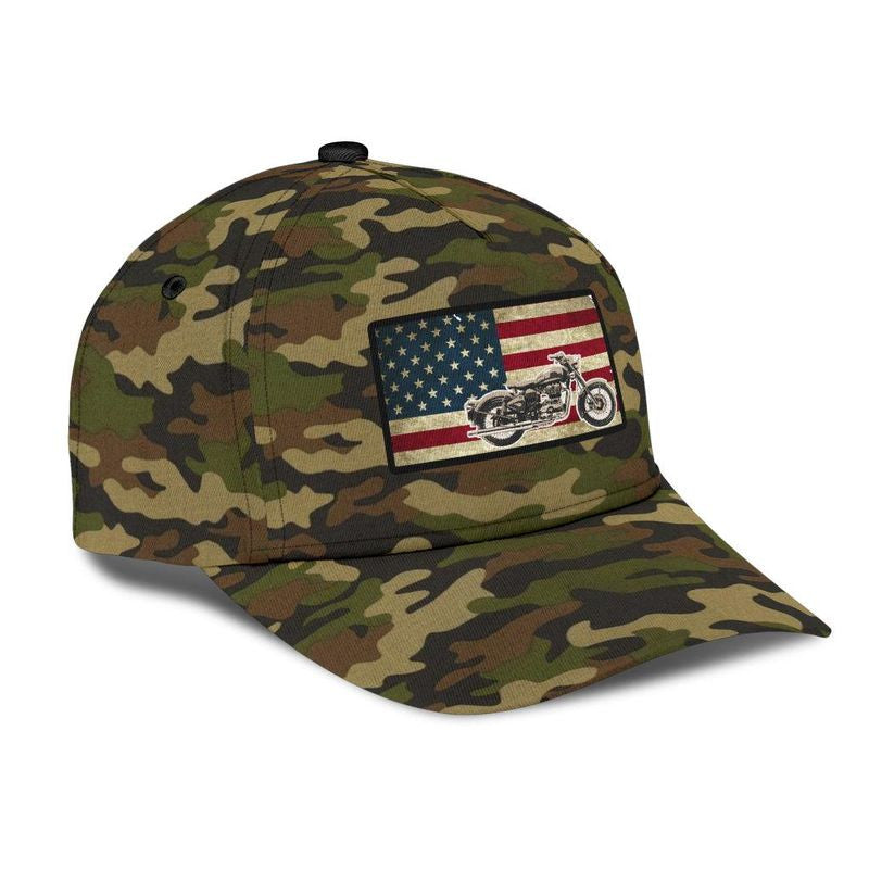Bikergod Motorcycle American Flag Camo Classic Cap NABH206