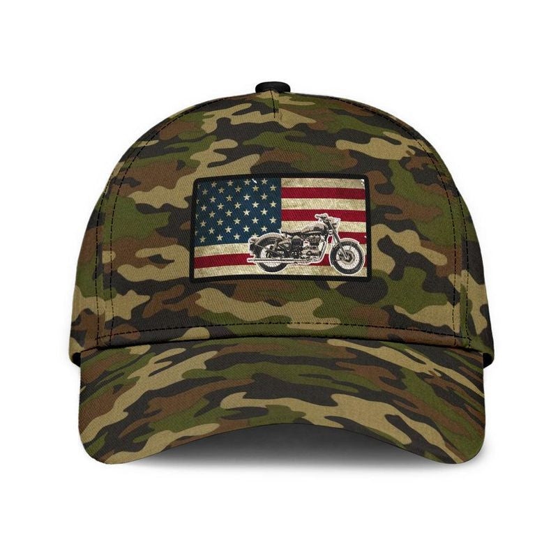 Bikergod Motorcycle American Flag Camo Classic Cap NABH206