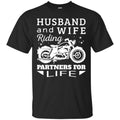 Bikergod Motorcycle Husband and Wife Riding Partners For Life T-shirt, Crew-neck Sweatshirt, Hoodie, Tank Top, V-neck T-shirt Design 2D Full Printed Sizes S - 5XL - NABD318