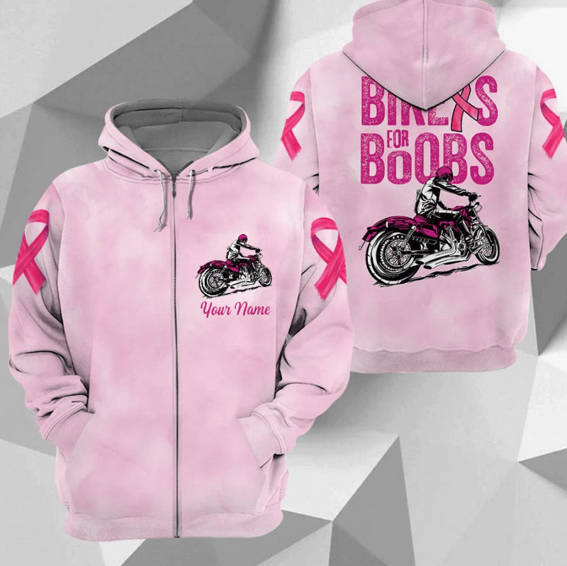 Bikergod Motorcycle Biker For Boobs Awareness Of Breast Cancer Custom name  Hoodie/Zip Hoodie Design 3D Full Printed Sizes S - 5XL- NABC396D