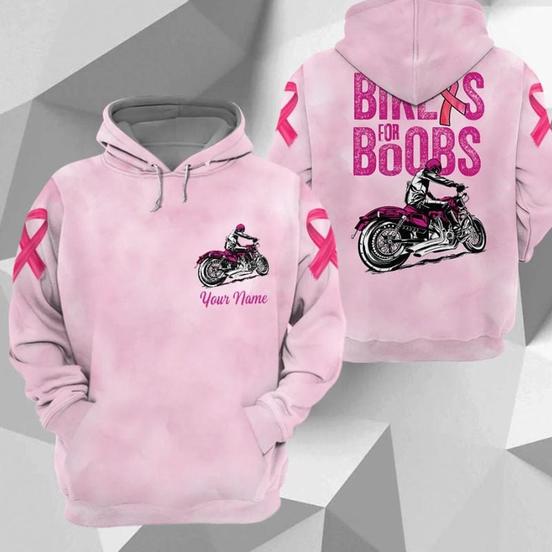Bikergod Motorcycle Biker For Boobs Awareness Of Breast Cancer Custom name  Hoodie/Zip Hoodie Design 3D Full Printed Sizes S - 5XL- NABC396D